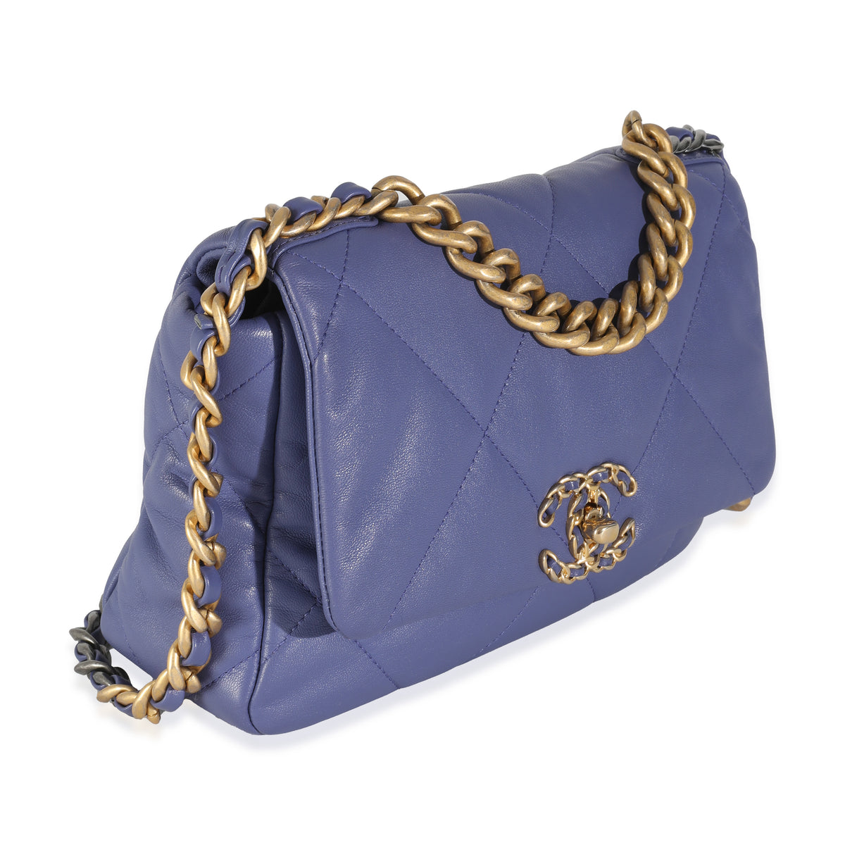 Purple Quilted Goatskin Chanel 19 Flap Bag