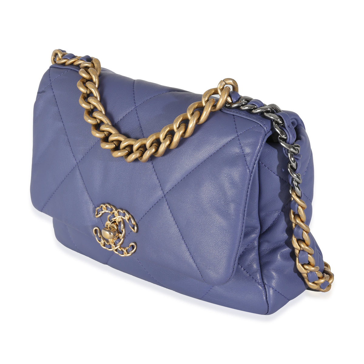 Purple Quilted Goatskin Chanel 19 Flap Bag