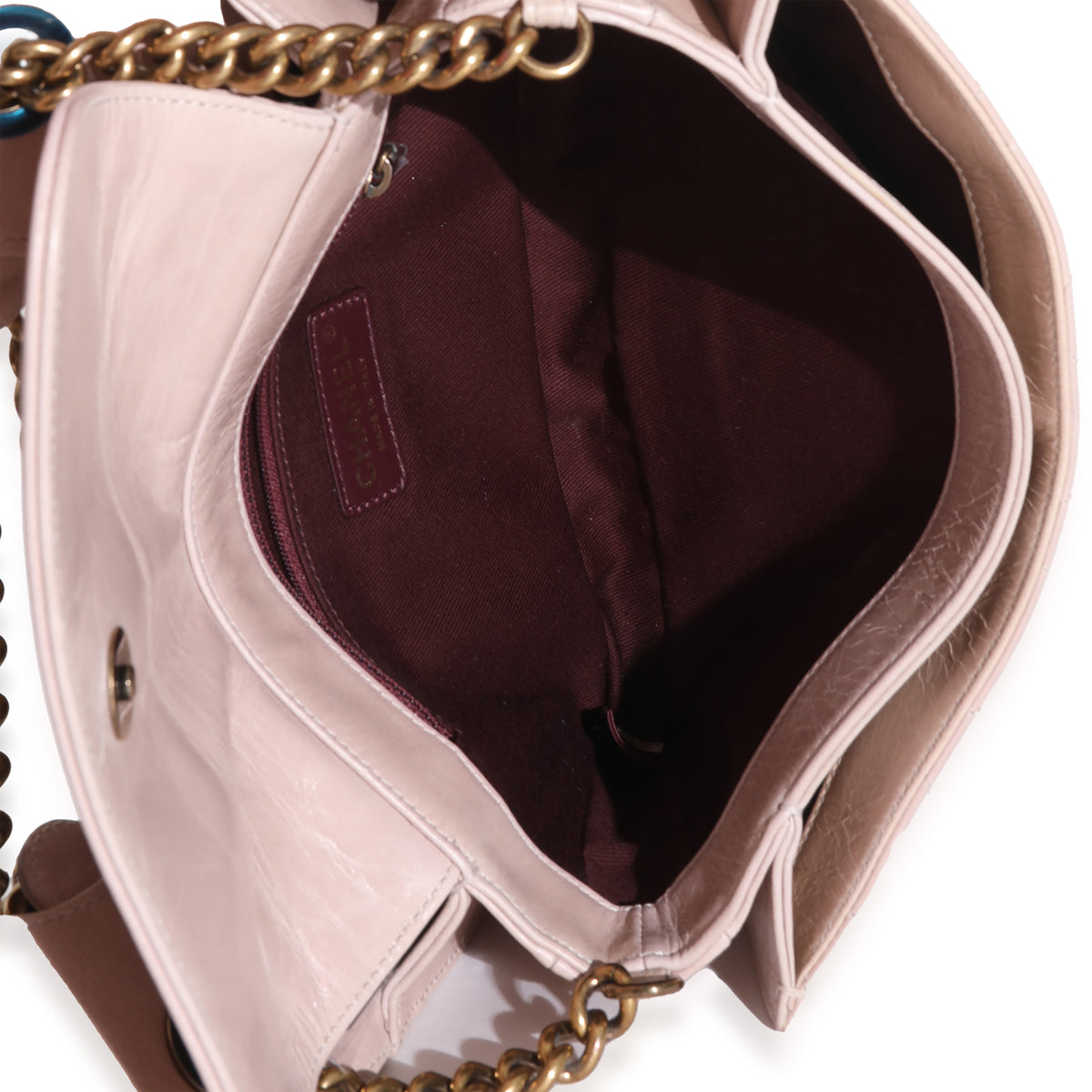 Beige Quilted Calfskin Perfect Edge Flap Bag