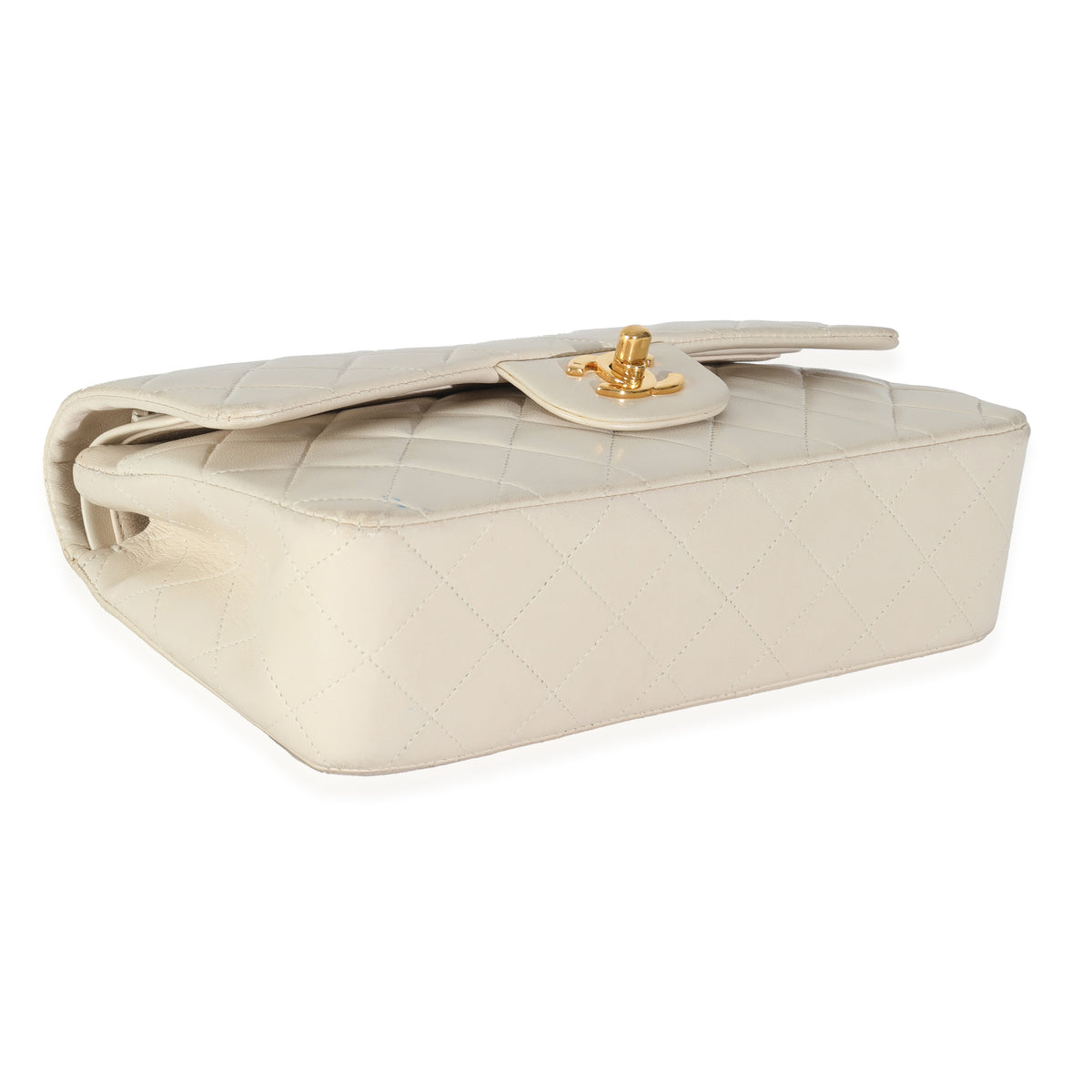 Vintage 24K Cream Quilted Lambskin Small Classic Double Flap Bag