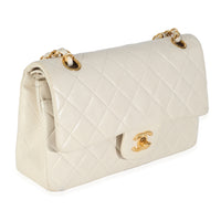 Vintage 24K Cream Quilted Lambskin Small Classic Double Flap Bag