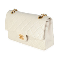Vintage 24K Cream Quilted Lambskin Small Classic Double Flap Bag