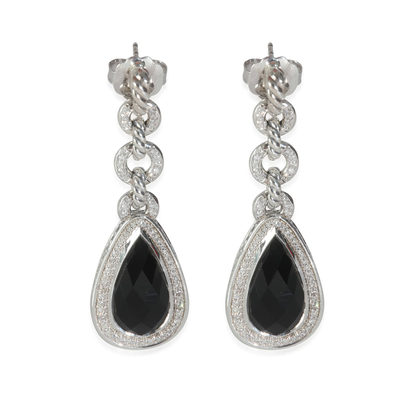 Onyx Diamond Earring in  Sterling Silver 1.25 CTW