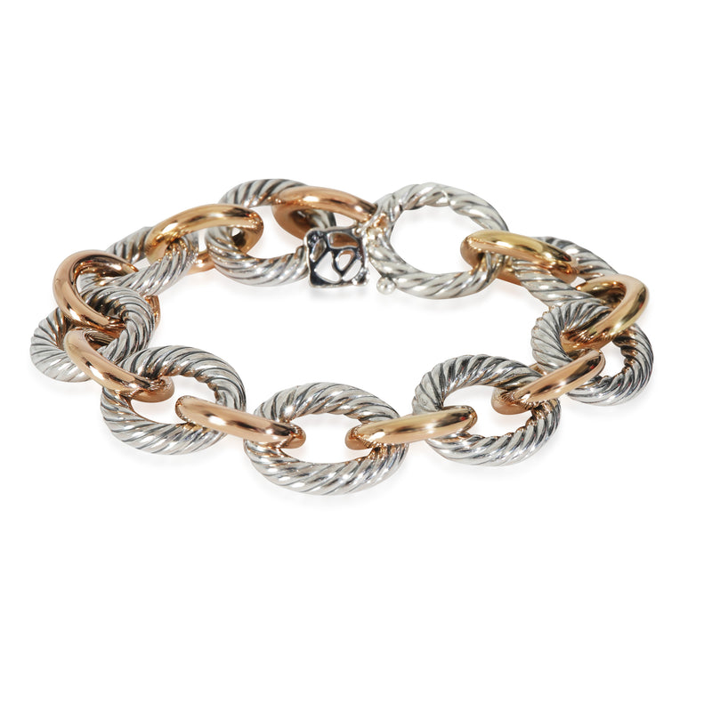 Oval Link Bracelet In 1/4 18K Rose Gold & Sterling Silver