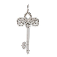 Tiffany & Co. Fluer de Lis Diamond Key Pendant in Platinum 0.37 CTW bv