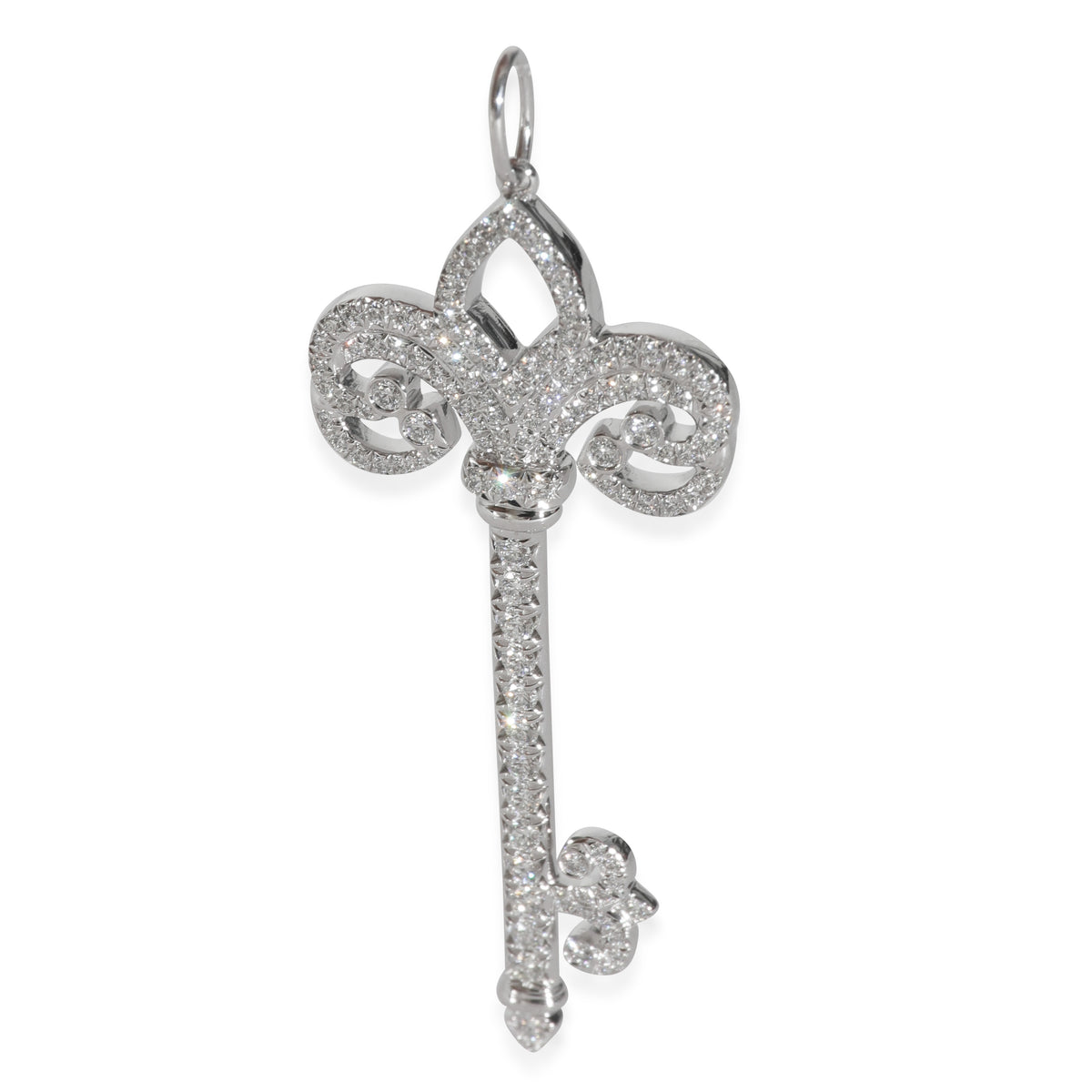 Tiffany & Co. Fluer de Lis Diamond Key Pendant in Platinum 0.37 CTW fv