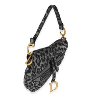 Grey Cheetah Mizza Embroidered Canvas Saddle