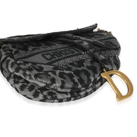 Grey Cheetah Mizza Embroidered Canvas Saddle