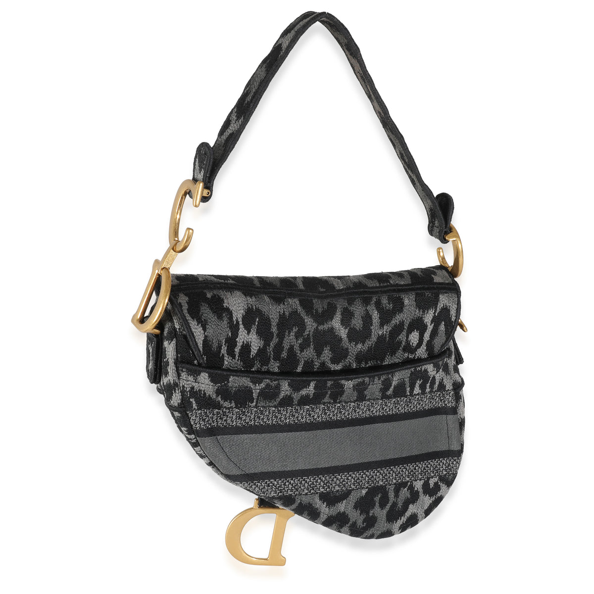 Grey Cheetah Mizza Embroidered Canvas Saddle