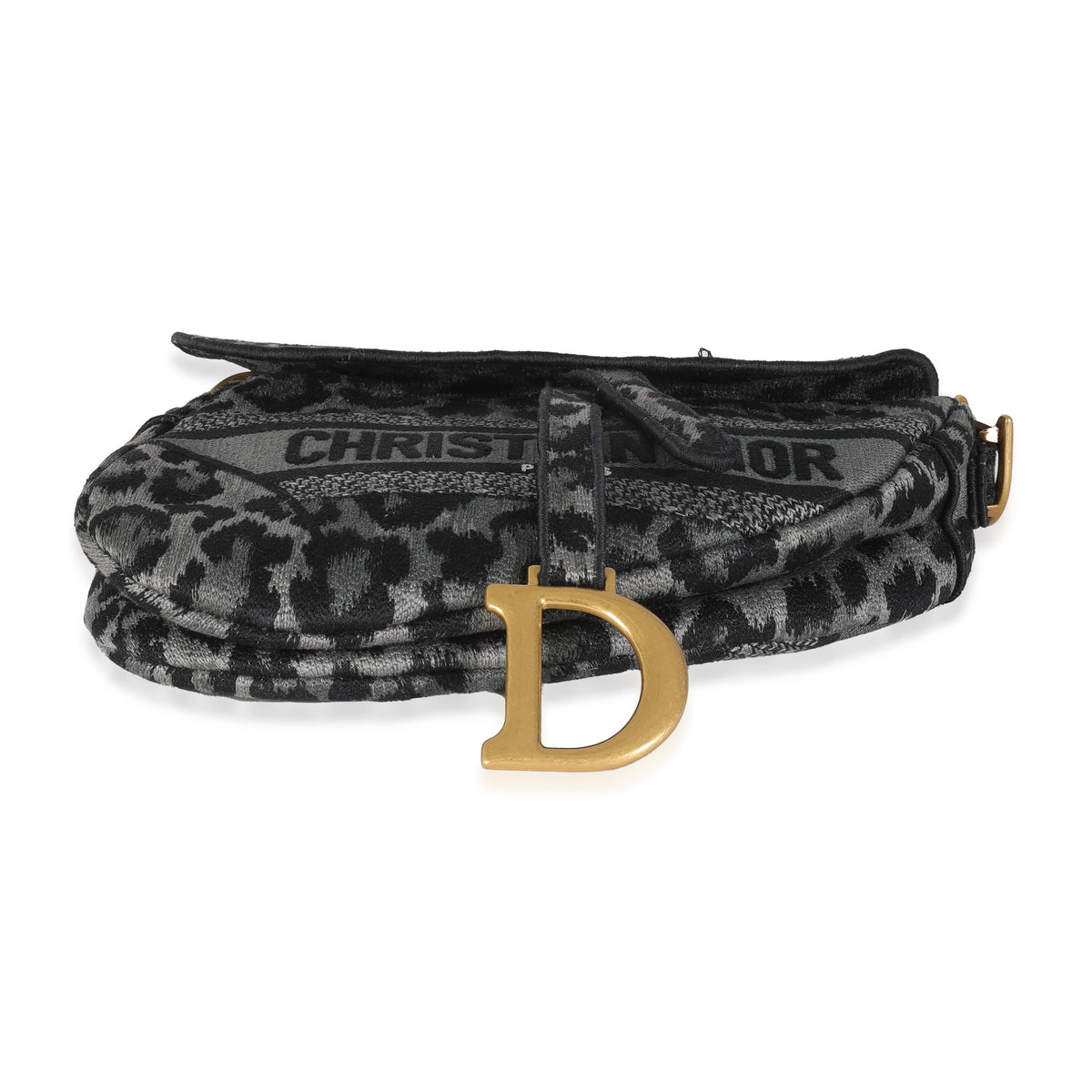 Grey Cheetah Mizza Embroidered Canvas Saddle