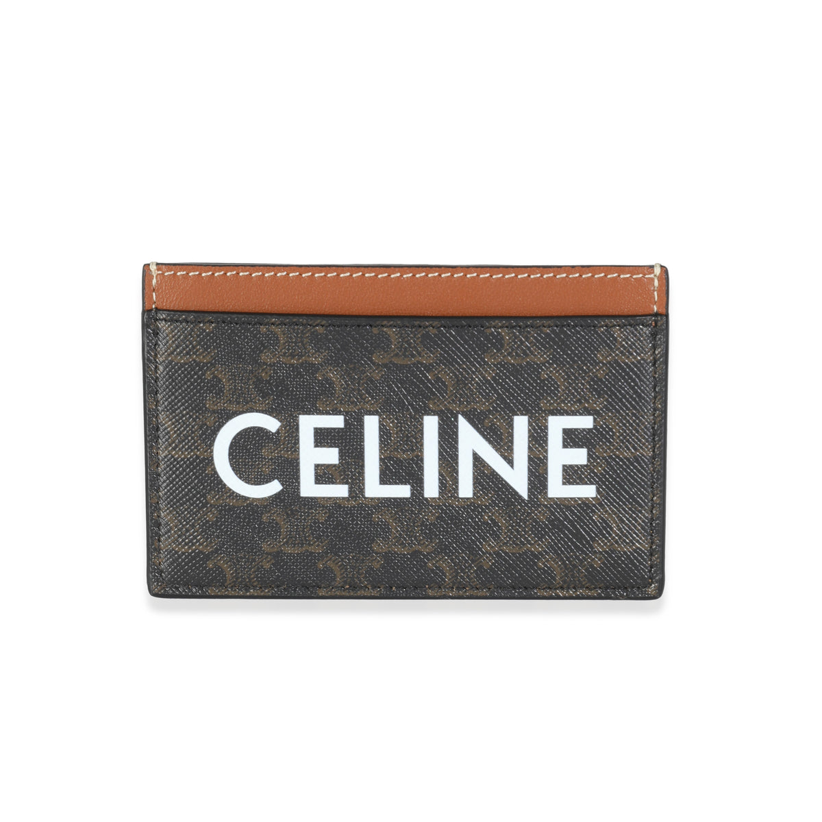 Tan Triomphe Canvas Celine Print Card Holder