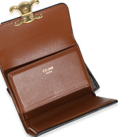 Tan Triomphe Canvas Coin Compact Wallet