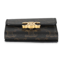 Tan Triomphe Canvas Coin Compact Wallet