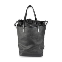 Saint Laurent Black Linen Canvas Teddy Shopping Bag Handbag bv