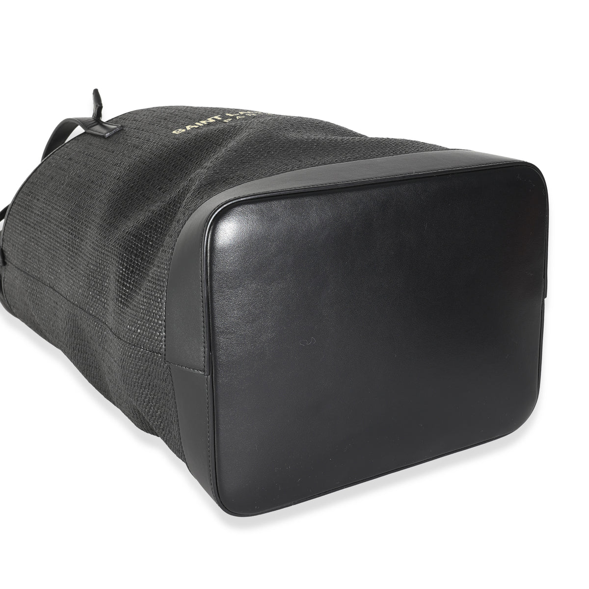 Saint Laurent Black Linen Canvas Teddy Shopping Bag Handbag clasp