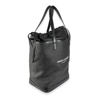 Black Linen Canvas Teddy Shopping Bag