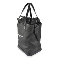 Black Linen Canvas Teddy Shopping Bag