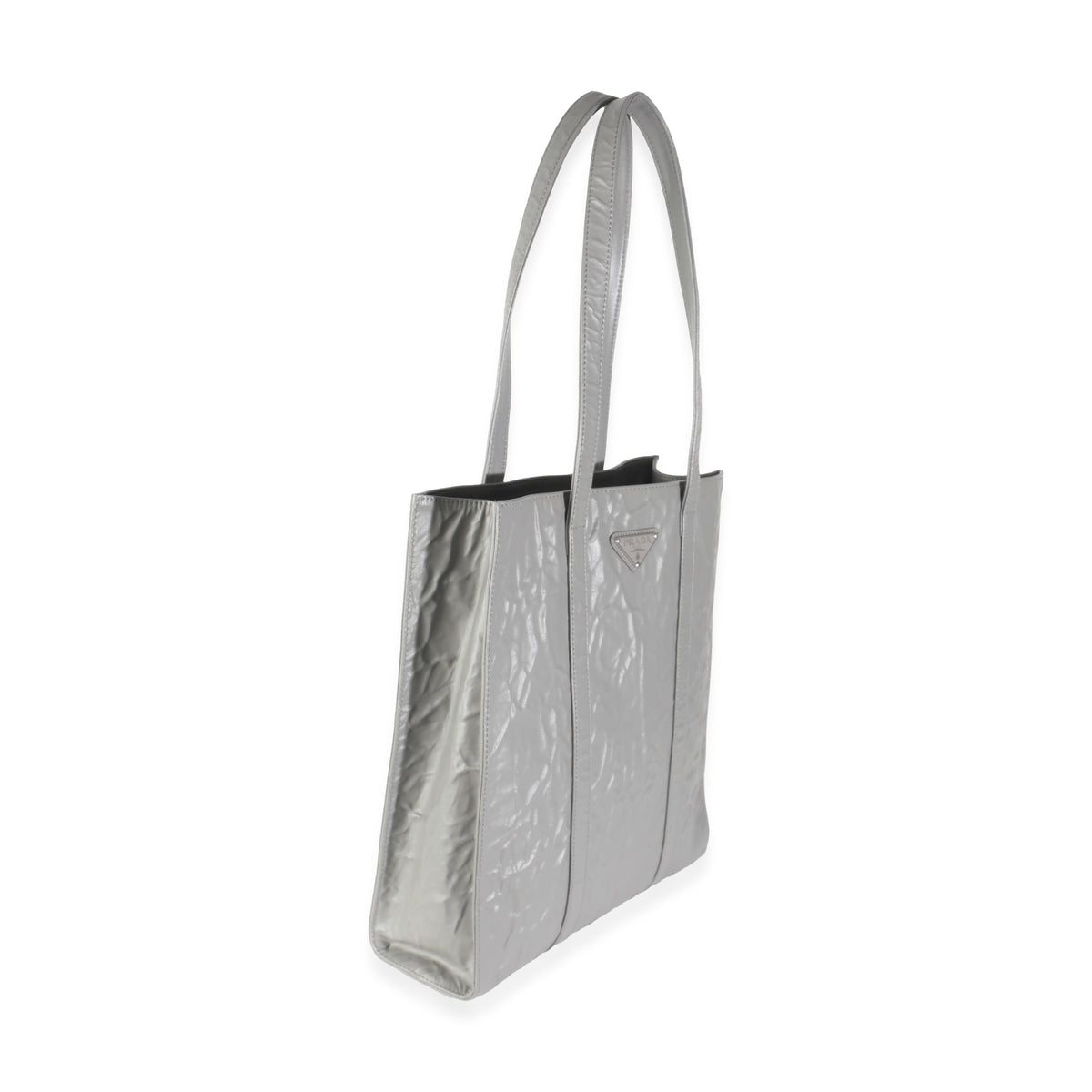 Prada Slate Grey Nappa Small Antique Tote Handbag bv
