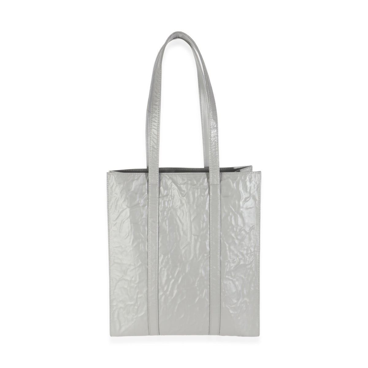 Prada Slate Grey Nappa Small Antique Tote Handbag stamp