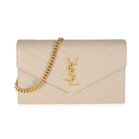 Dark Beige Grain De Poudre Cassandre Envelope Chain Wallet