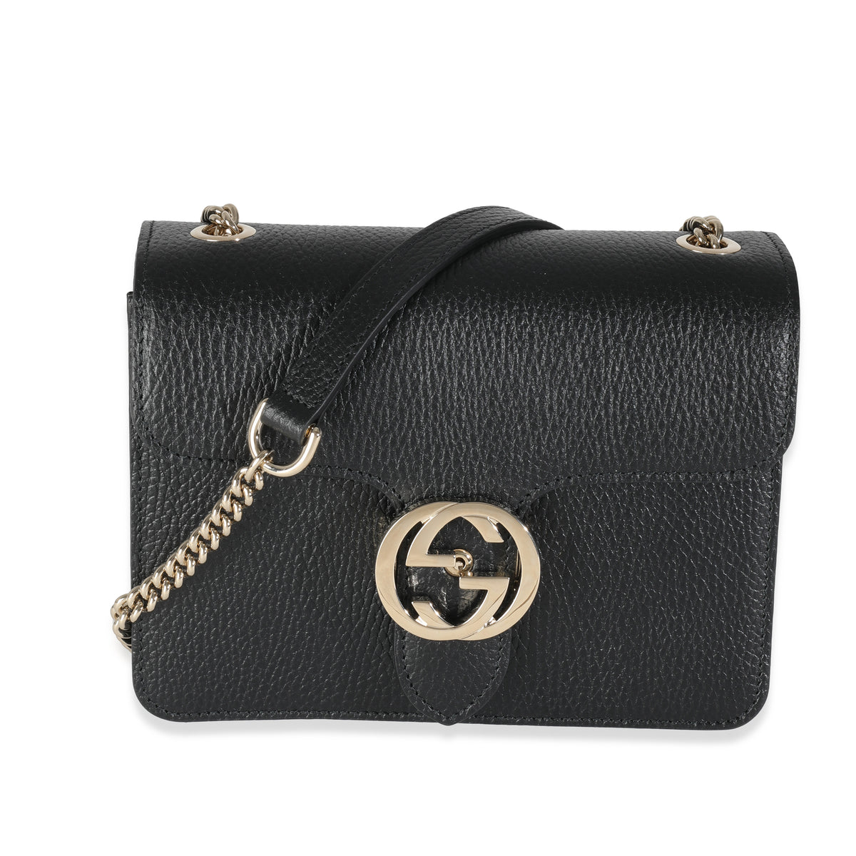 Black Dollar Calfskin Small Interlocking G Shoulder Bag