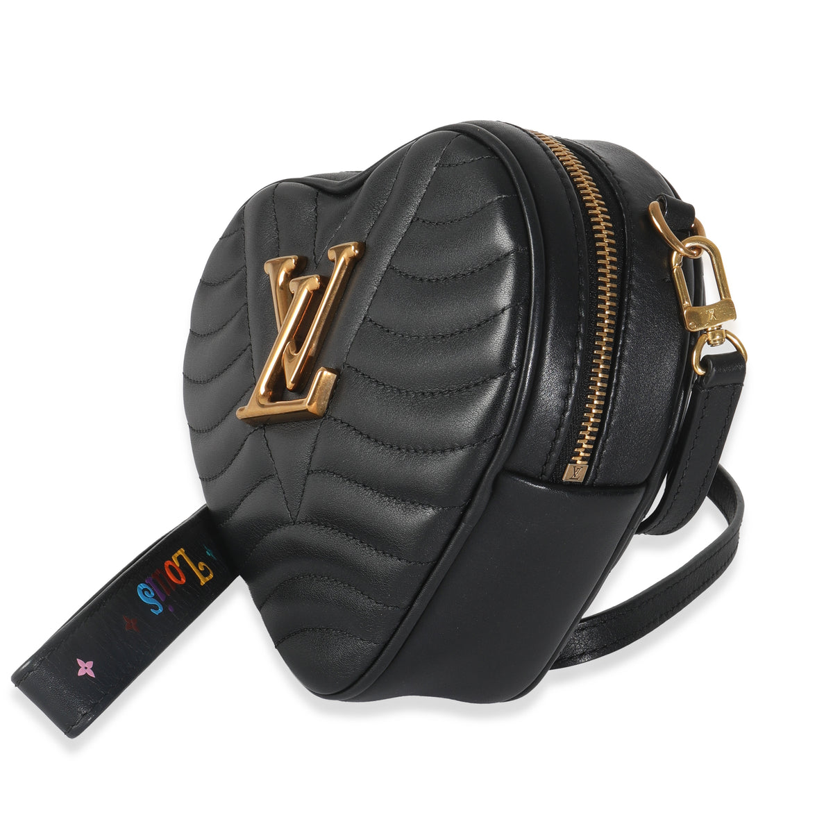 Black Calfskin New Wave Heart Bag