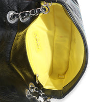 Black Crinkle Patent Multicolor Stitch Single Flap Bag