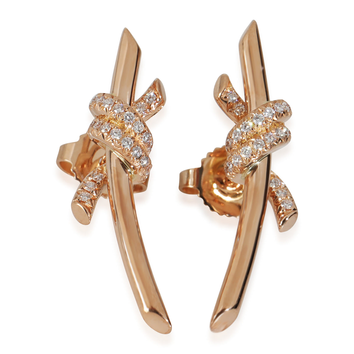 Tiffany Knot Diamond Earrings in 18k Rose Gold 0.09 CTW