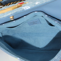 Blue Embroidered Monogram Denim New Wave MM