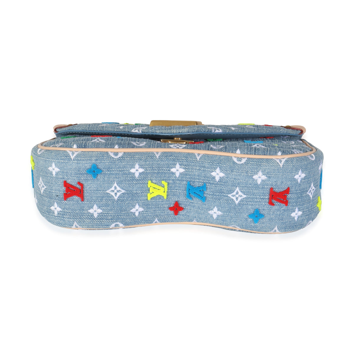 Blue Embroidered Monogram Denim New Wave MM