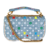 Blue Embroidered Monogram Denim New Wave MM