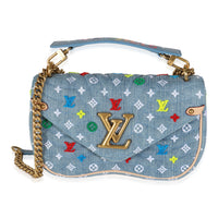 Blue Embroidered Monogram Denim New Wave MM