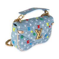 Blue Embroidered Monogram Denim New Wave MM