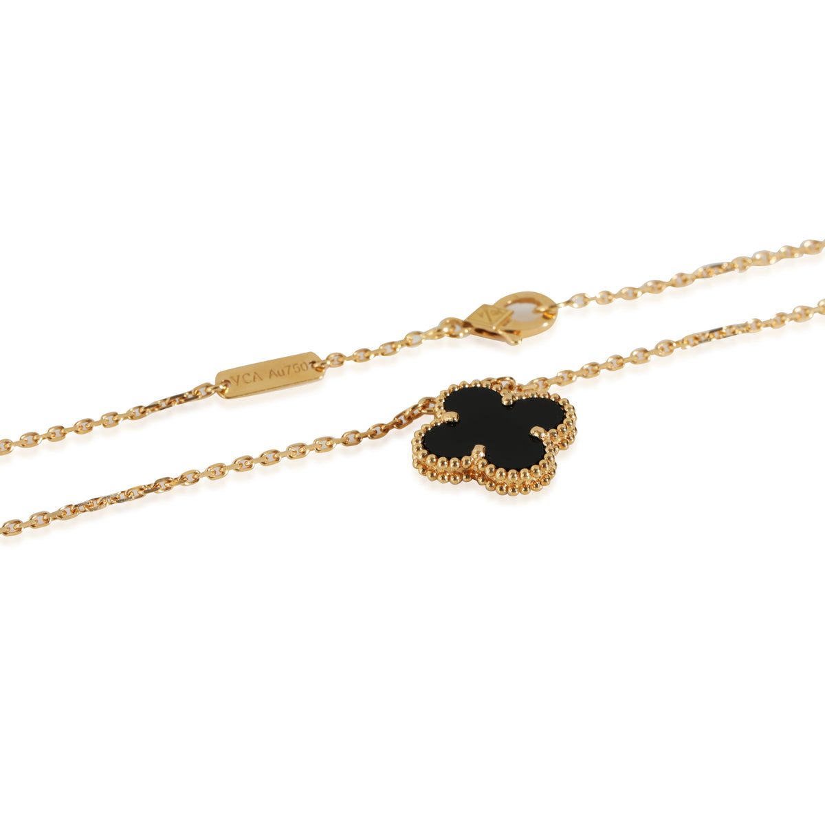 Vintage Alhambra Onyx Pendant Necklace in 18k Yellow Gold
