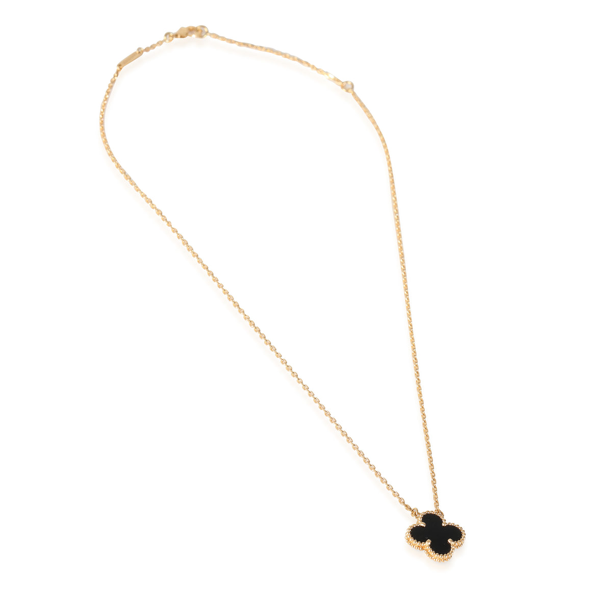 Vintage Alhambra Onyx Pendant Necklace in 18k Yellow Gold