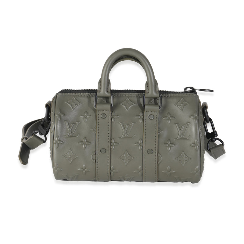 Khaki Embossed Monogram Seal Keepall XS