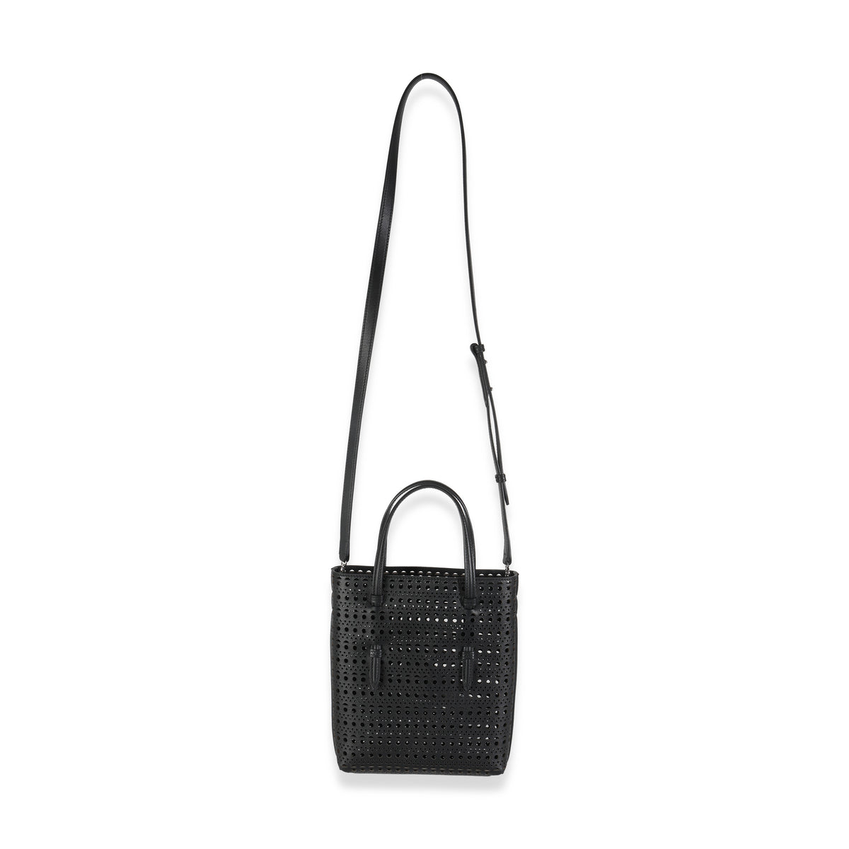 Black Vivienne Calfskin Laser Cut Mina North South Tote