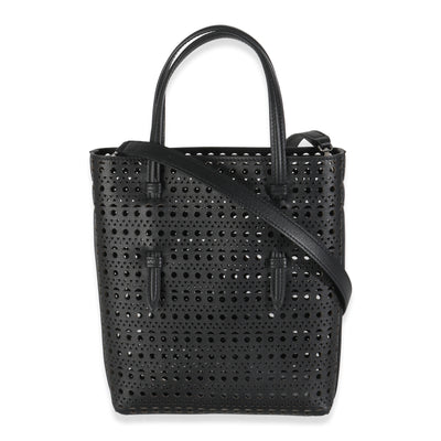 Black Vivienne Calfskin Laser Cut Mina North South Tote