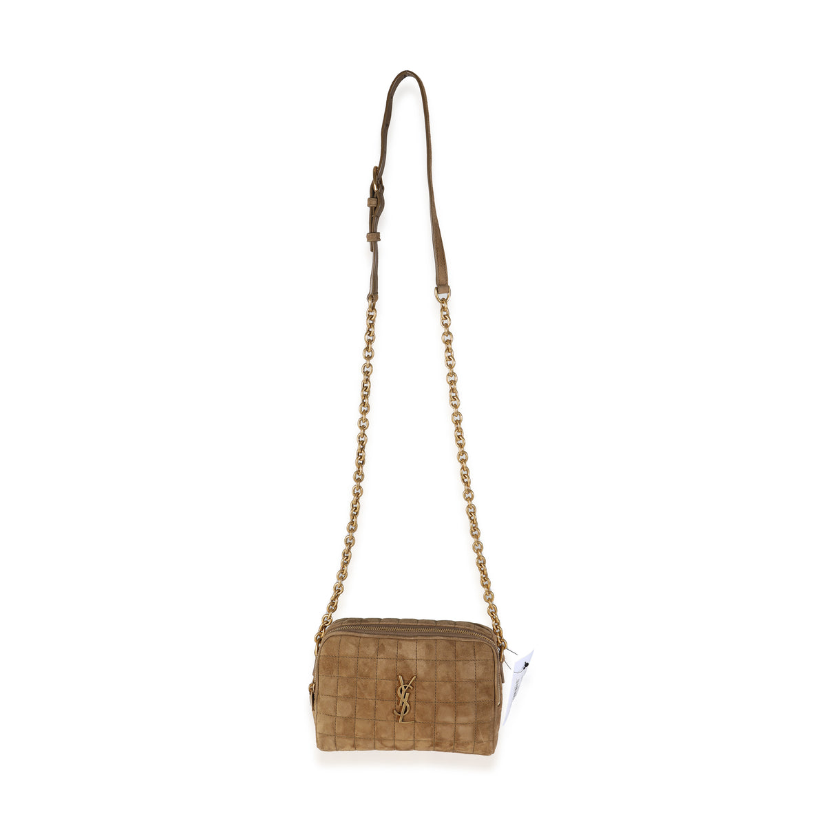 Golden Leaf Suede Cassandre Carre Camera Bag