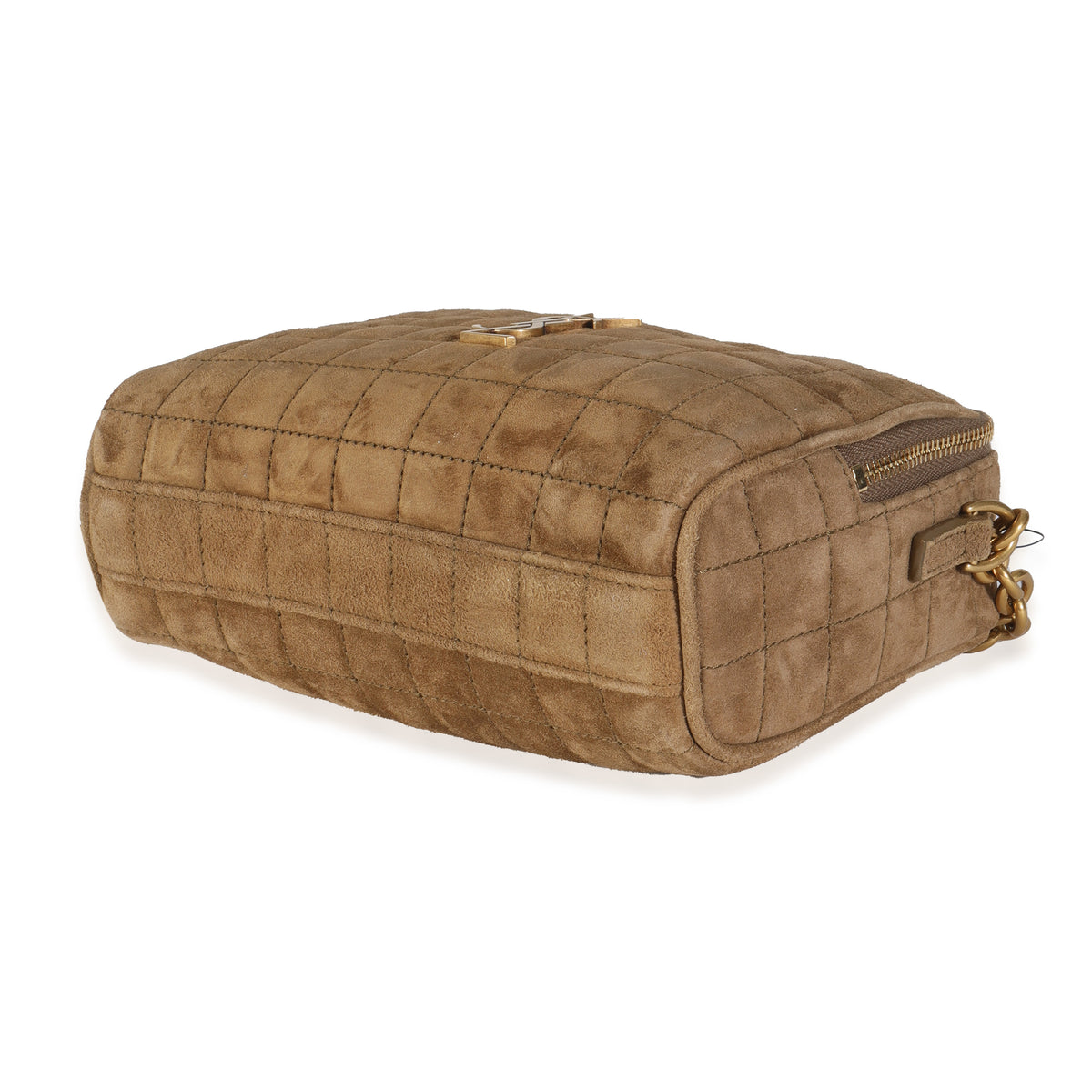 Golden Leaf Suede Cassandre Carre Camera Bag