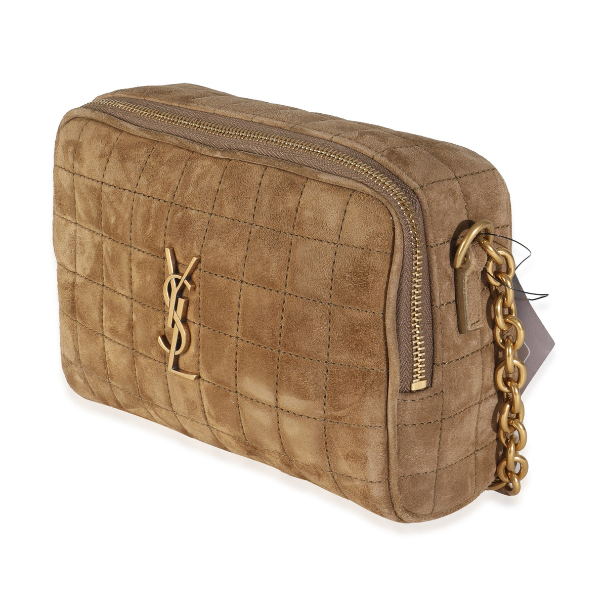 Golden Leaf Suede Cassandre Carre Camera Bag