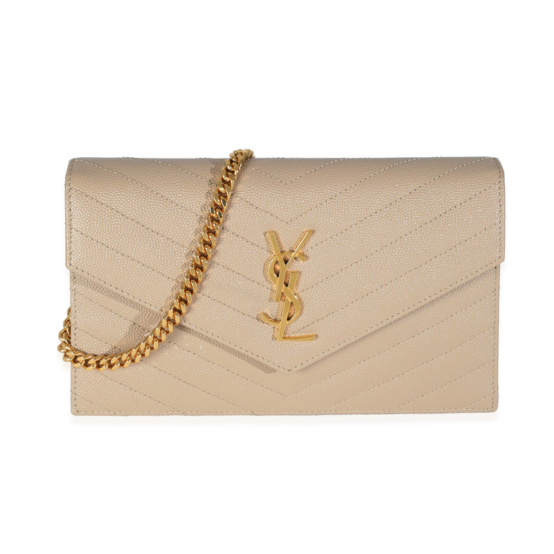 Dark Beige Grain De Poudre Cassandre Envelope Chain Wallet