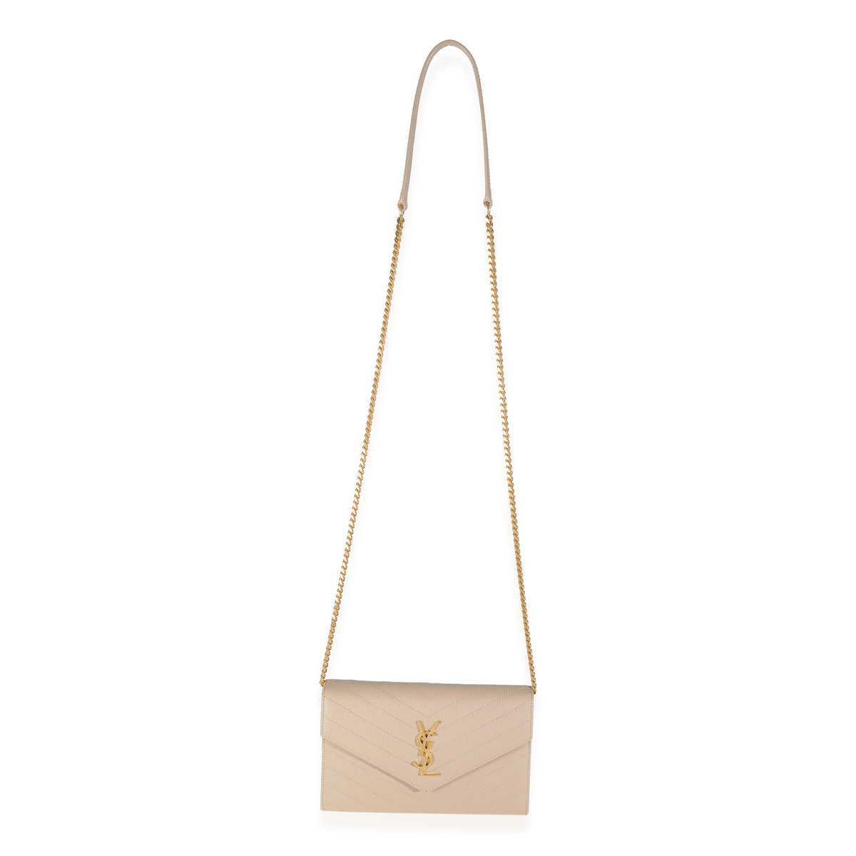 Dark Beige Grain De Poudre Cassandre Envelope Chain Wallet
