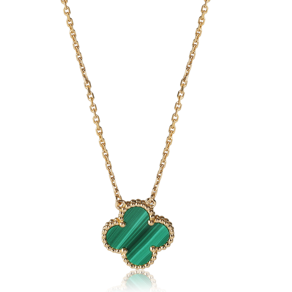 Alhambra Malachite Pendant in 18k Yellow Gold