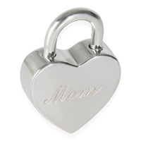 Heart Mom Padlock Charm in  Sterling Silver