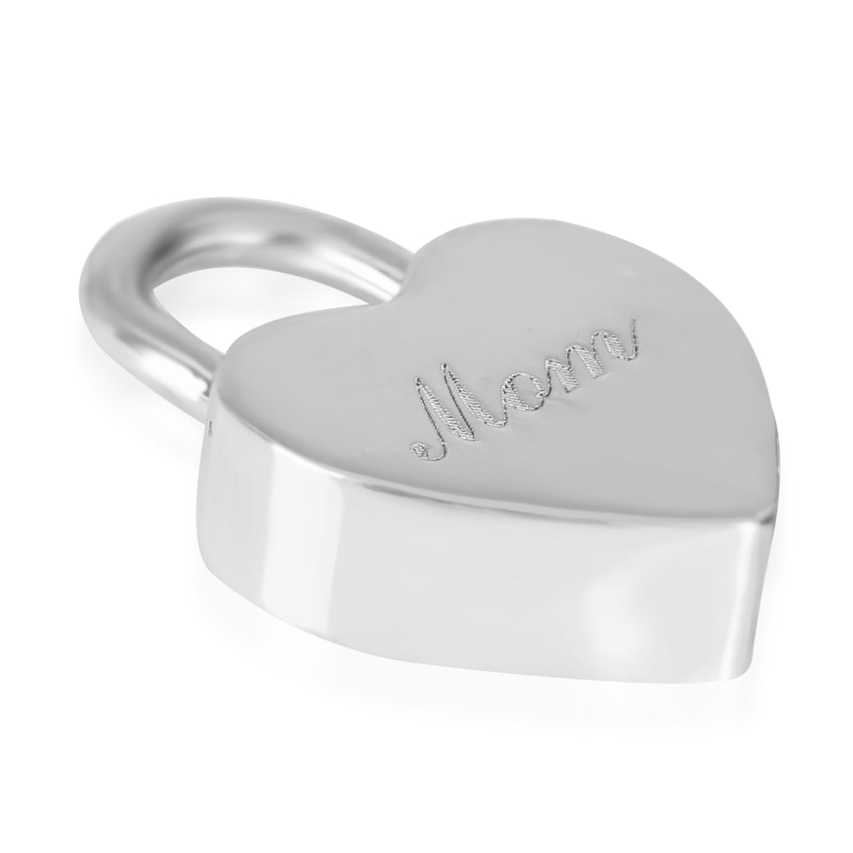 Heart Mom Padlock Charm in  Sterling Silver