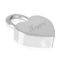 Heart Mom Padlock Charm in  Sterling Silver