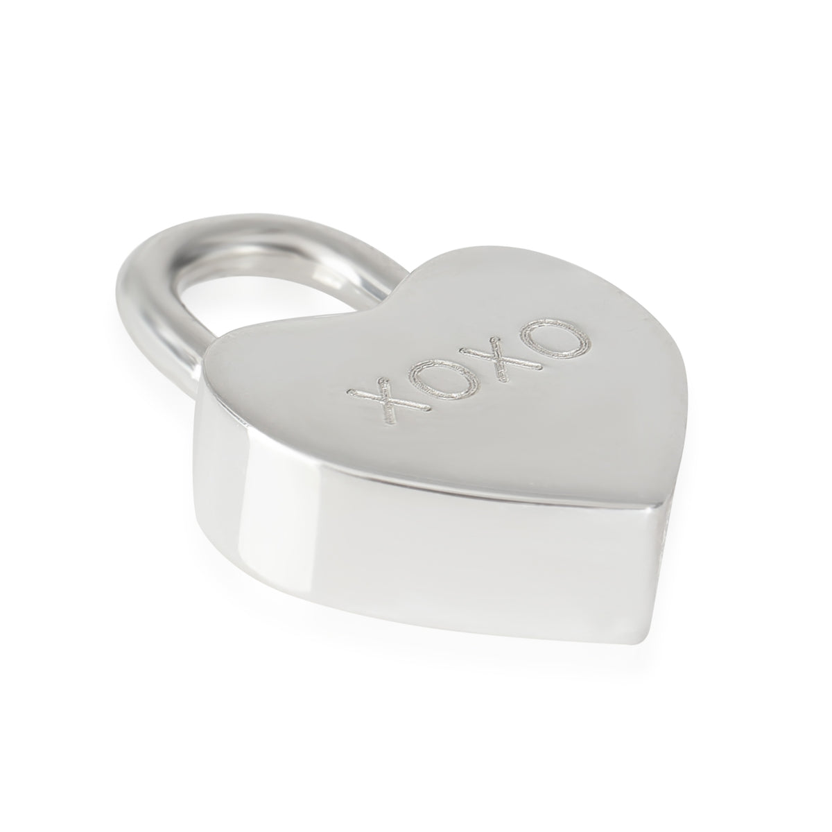 XOXO Heart Padlock Charm in  Sterling Silver