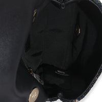 Black Ecru Tweed Mini Pearl Handle Flap Bag