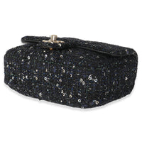 Black Ecru Tweed Mini Pearl Handle Flap Bag